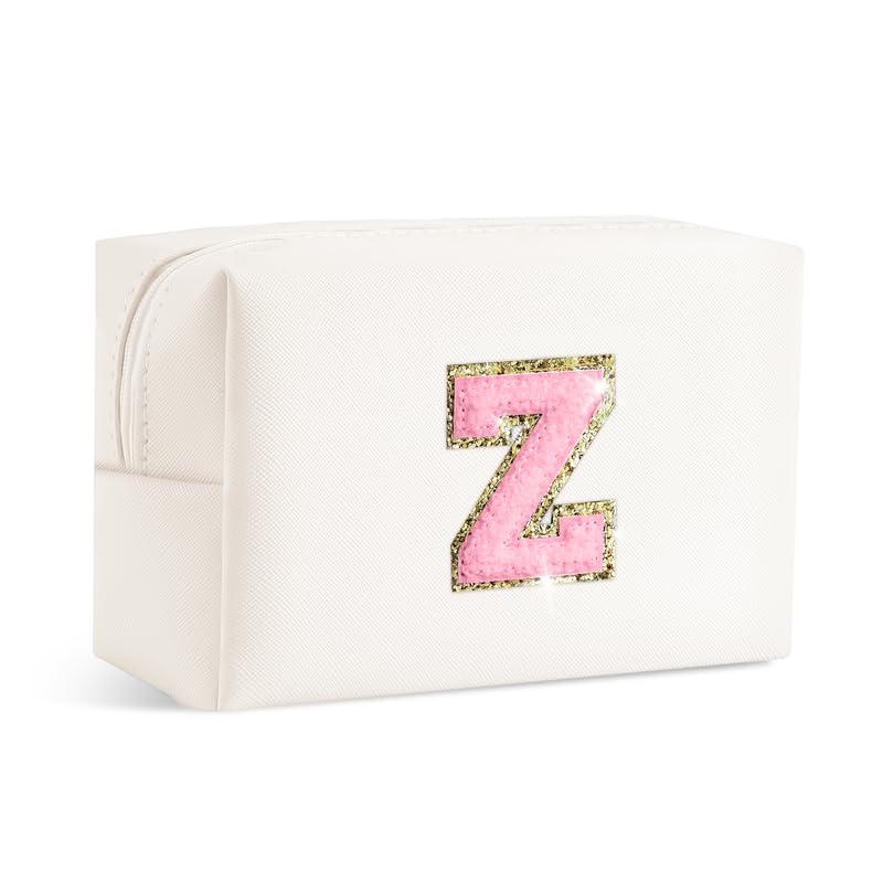 SEFORICO Small Makeup Bags for Women - Waterproof Leather Cosmetic Bag A-Z Personalized Bag Portable Travel Women's Purse Girls Gifts