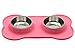 Vivaglory Dog Bowls Stainless Steel Water and Food Bowl Pet Puppy Cat Feeder with Non Spill Skid Resistant Silicone Mat, Medium, Pink