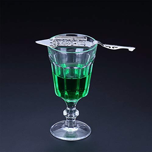 VANGOAL Stainless Steel Absinthe Spoon, Original Gothic Absinthe Fountain Spoon Dripper for Absinthe Glasses Sugar Cube, Exquisite Hollowed-out Spoon Cocktail Bar Scoop Filter Spoon (Silver)
