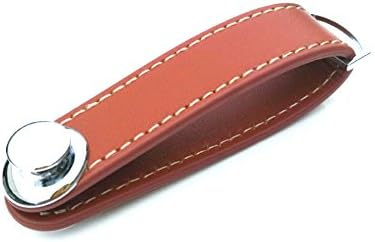 Handmade Cowhide Leather Key Organizer.Expandable Key Holder Hook Up (8 Keys) Fit For Pocket,Wallet,Bag,Car,Kitchen,Bathroom,Bedroom,Office,Doors Expandable Key Holder Hook Up (Orange)