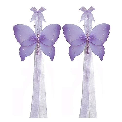 Butterfly Curtain Tiebacks Purple Lavender Crystal Nylon Butterflies Pair Set Decorations Window Treatment Holdback Sheer Drapes Holder Drapery Tie Back Baby Nursery Bedroom Girl Room Kids Decor Home