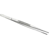SE 12-Inch Stainless Steel Tweezers - Durable Knurled Handle Serrated Tip Design for Household and Professional Use - 513TW