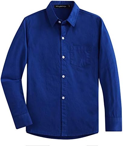 Boys' Long Sleeve Dress Shirts Formal Uniform Woven Solid