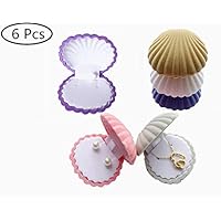 HAMIYELL Pack of 6 Colorful Velvet Earring Gift Box Shell Jewelry Storage Case Showcase Display Organizer Box for Necklace