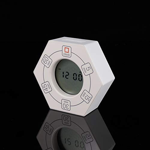 Hexagon Rotating Productivity Timer with Clock, Pomodoro Timer with 5