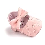 Itaar Baby Girl Moccasins Bow PU Leather Heart Embroidered Soft Soled Shoes for Infants Toddlers