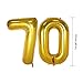 HankRobot 70th Birthday Decorations Party Supplies（42pack） Gold Number Balloon 70 Happy Birthday Banner Latex Balloons(Black, Golden) Confetti Balloons -Great for 70 Seventy Years Old Birthday Party