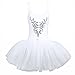 YiZYiF Women's Ballet Tutu Bustle Costume 3D Flower Swan Lake Dance Leotard Dress White X-Small