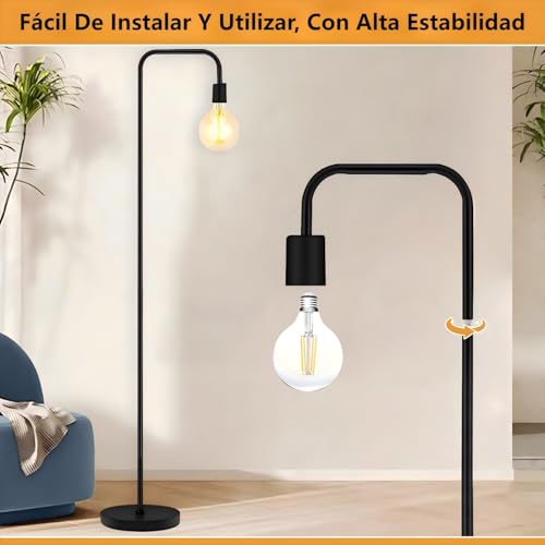 Lampara de Pie para Sala,Socket E26,152cm, Lámpara de Pie Industrial para Sala de Estar,Lámpara de Pie Moderna con Interruptor de Pie,Diseño Minimalista,para Recámara y Estudio,(Bombilla no Incluida)