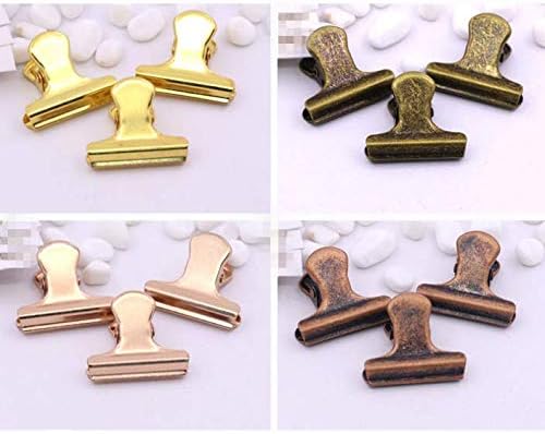Vintage Seal Clamps for Coffee Tea Food Bags, Bulldog Clips Without Hole, Paper File Clips with Strong Spring, Small Metal Binder Clips, Decorative Clips for DIY Photo Grid (Bronze,30 mm,20 Pack)
