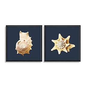 2 Piece Framed Canvas Wall Art for Living Room, Bedroom Conch Theme Canvas Prints for Home Decoration Ready to Hang - 16"x16"x2 Panels