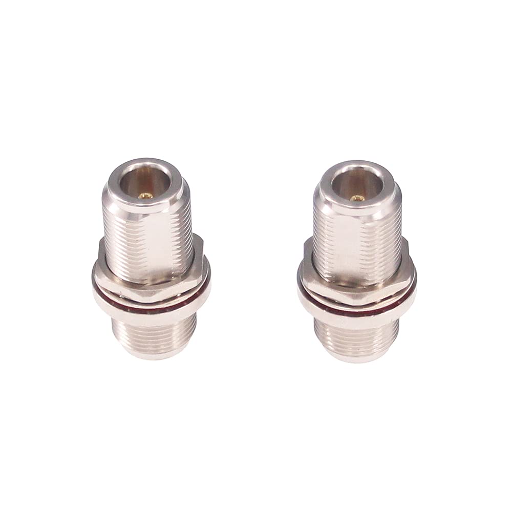 RFaha 2pcs N Female to N Female Bulkhead Coax Connector RF Coaxial Adapter(F44-2)