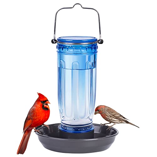 Kingsyard Bird Water Feeder, 16 Oz Glass Bird Water Dispenser Bird Waterer with Metal Hanging