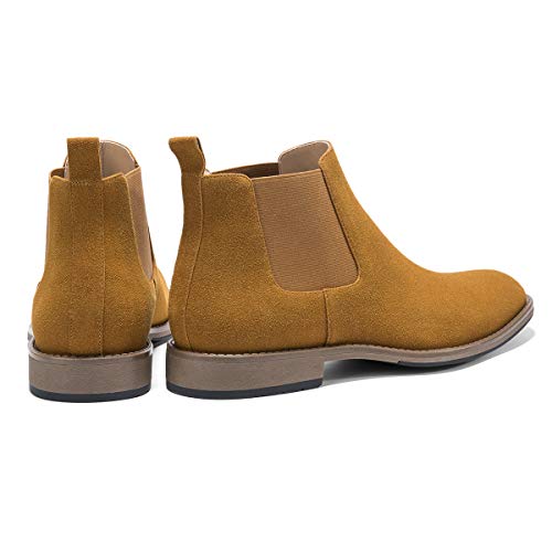 GM GOLAIMAN Men's Chelsea Boots Slip On - Suede Boot Fashion Office Prom Wedding Gifts Botas Invierno Hombre(4 Brown-10 D (M) US)
