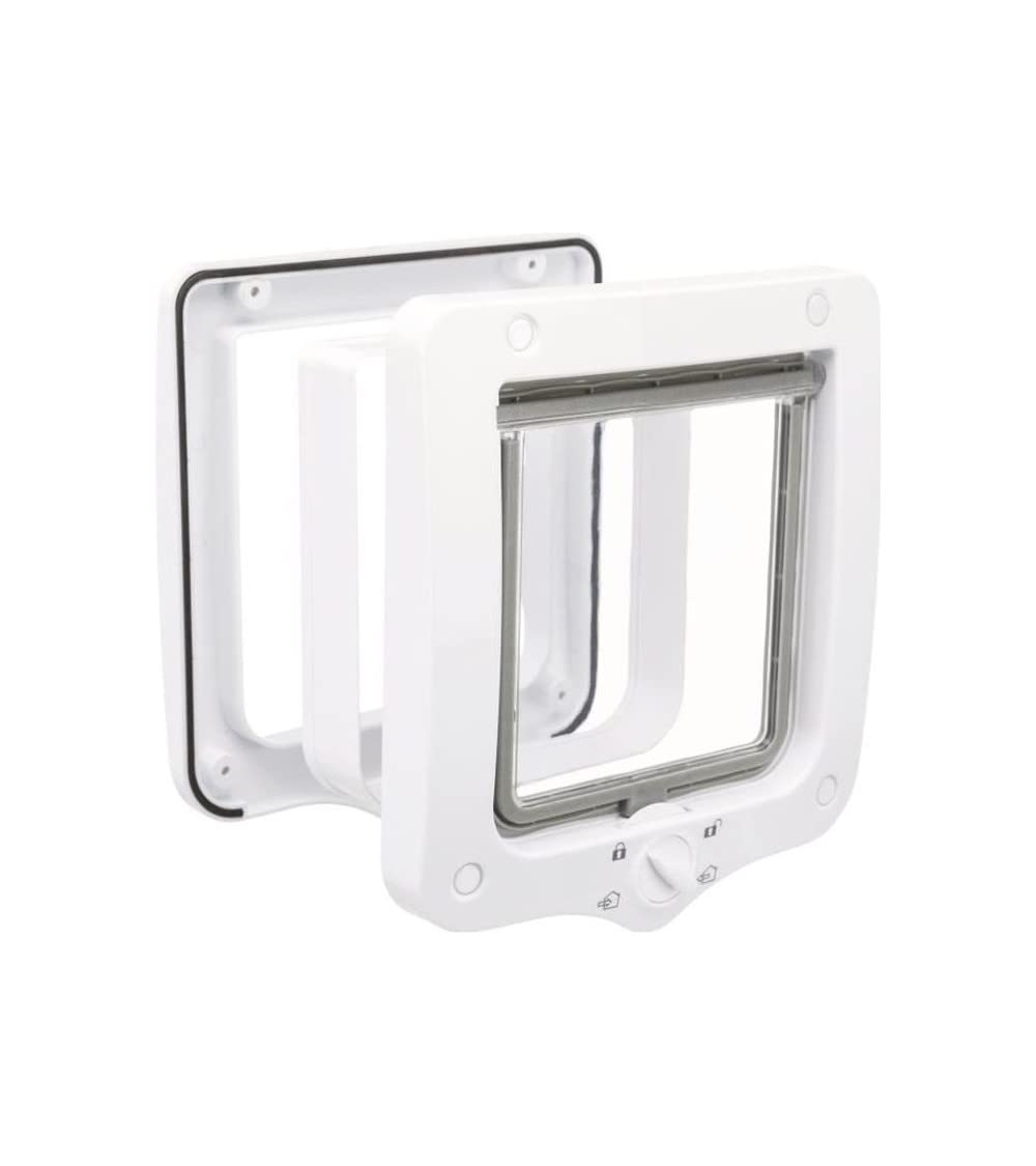 TRIXIE 4-Way Cat Flap with Tunnel, White, 578 g