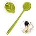 PRETTY SEE Slicone Bath Body Brush Exfoliator, Back Brush Long Handle for Shower with Soft Bristles, Back Scrubber, Green