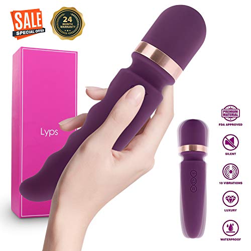 Electric Wand Massager, 10 Powerful Speeds Massage- Wireless USB Rechargeable Therapeutic, Handheld - Waterproof Personal Massager for Neck Back Foot Shoulder Legs, Muscle Aches and Sports Recovery