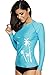 CharmLeaks Women Uv Sun Shirt Rash Guard Swimwear Long Sleeve Swim Shirt L Aqua