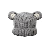 Jon Senkwok Cable Knit Hats For Kids Baby Boy Girl Soft Warm Bear Animal Beanie Hat (Grey)