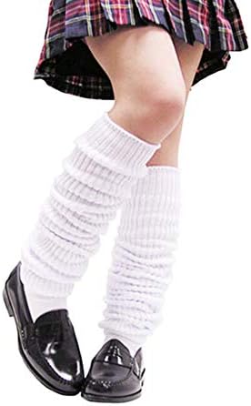 Women's Long Heavy Slouch Socks Scrunch Cotton Socks Extra Knit Loose Socks White