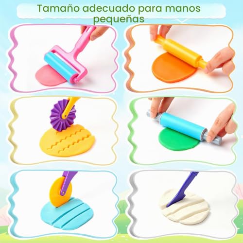 BYHANO 39 Pieces Playdough Set, Tools Plasticine for Children with 12 Colours of Dough, Plasticine Molds with 3D Dinosaurs and Animals, Gift from 3 Years