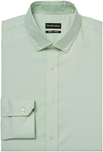 City of London Men's Slim Fit Premium Non-Iron Dress Shirt (16" Neck, 34-35" Arm, Lime)