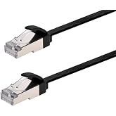 Monoprice Cat6A Ethernet Patch Cable - Slim Flat U/FTP 32AWG Molded Boot 0.5ft Black