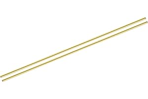 MECCANIXITY 2pcs Brass Rods (5mm) 3/16 Inch x (300mm) 12 Inch Brass Solid Round Stock Lathe Bar for Knife Handles Pin DIY Craft Model Plane