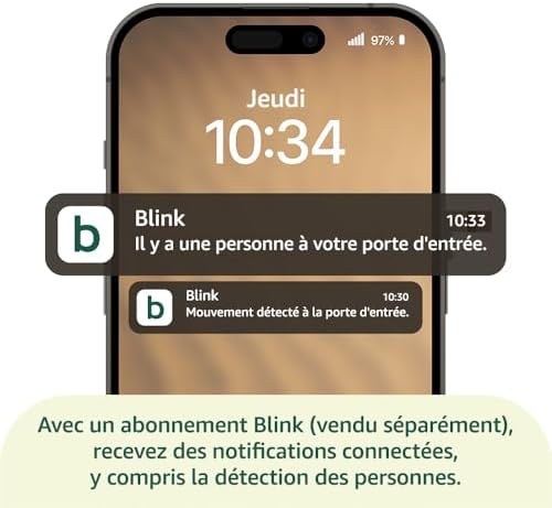 Sonnette vidéo Blink- Vidéo HD en plan moyen, durée de vie des piles de deux ans, configuration simple, IP65 - Module de synchronisation de base inclus - Blanc
