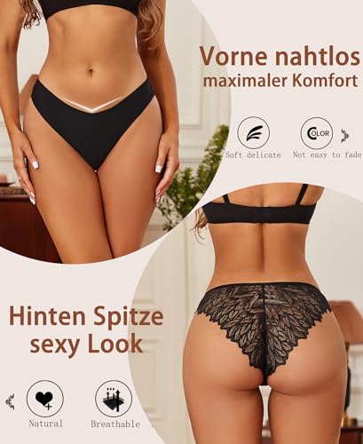 ALL OF SHE Seamless Underwear Women's Seamless Briefs Brazilian Lace Underpants Women's Briefs Women Seamless Pack of 6 Sexy Hipster Invisible Brazil Comfortable Panties, S-2XL