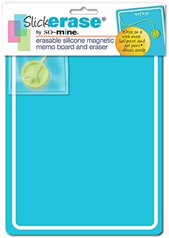 So-Mine Slick Erase Erasable Silicone Magnetic Memo Board and Eraser, Turquoise, SO-0567