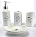 WPM 4 Piece Ceramic Bathroom Accessories Set - White Classic French Provincial Paris - Our Complete Bath Decor Kit Includes Designer Soap or Lotion Dispenser - Toothbrush Holder - Tumbler - Soap Dish