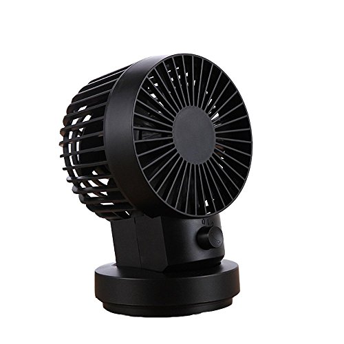 Welltop USB Mini Fan 2 Speed Modes Dual Blades Mini Desk Fan Oscillating Table Fan USB Fan Adjustable Small Personal Fan (Black)