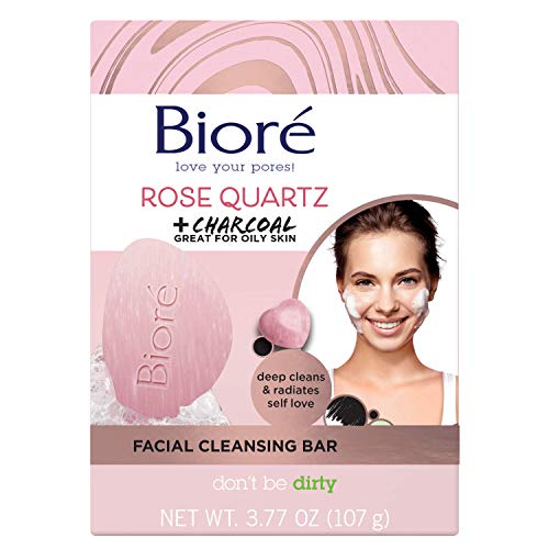 image for Bioré Rose Quartz With Charcoal Facial Cleansing bar, Exfoliating bar