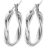 Edforce Stainless Steel Women's Twisted Hoop Earrings