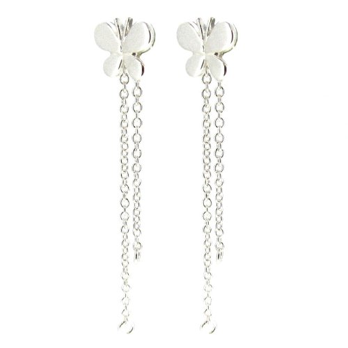 Dreambell 2 pcs .925 Sterling Silver Earring Posts Butterfly Chains And Rings For Dangle/Findings/Bright