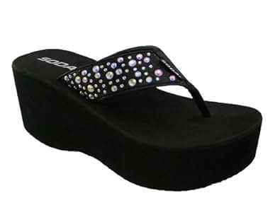 soda black flip flops