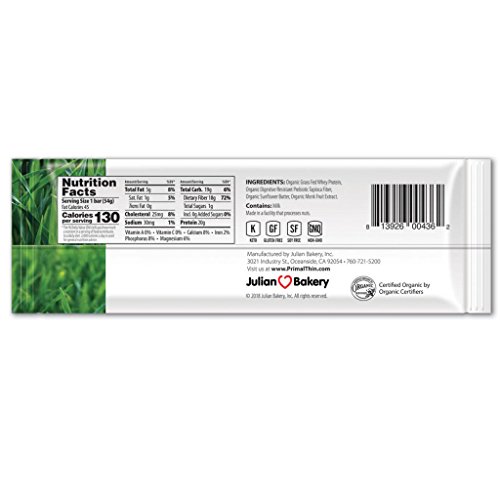 Primal Thin Protein Bars w/ 20g Organic Protein Grass Fed Whey (130 Cal