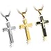 Classic Cross Necklace for Men Silver Black Gold Stainless Steel Christ Cross Crucifix Pendant Necklace Religious Jewelry Gift Box Chain 21.6 Inches