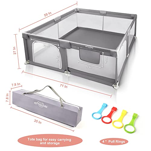 OTTOLIVES Baby Playpen, Extra Large Playpen for Babies and Toddlers, Safety Baby Gate Playpen