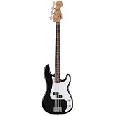 Fender Standard Precision Bass Guitar, with 2-Year Warranty, Modern "C" Shaped Neck, Laurel Fingerboard, White Pickguard, Black