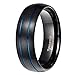 Greenpod 8mm Black Tungsten Ring for Men Blue/Rose Gold/Silver Thin Groove Line Dome Brushed Comfort Fit Size 7-15