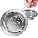 JXJ Set of 2 Stainless Steel Kitchen Sink Strainer with Handheld Design,Large Wide Rim 4.3