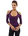PattyBoutik Women's Halter Cut Out Shoulder Long Sleeve Top (Bright Purple S)