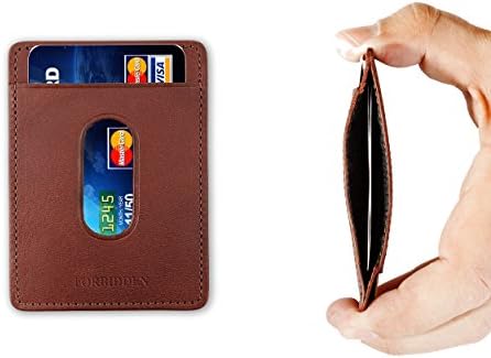 Mens Minimalist Slim Wallet - Front Pocket Card Holder &amp; Cash (Thin Leather Wallet)