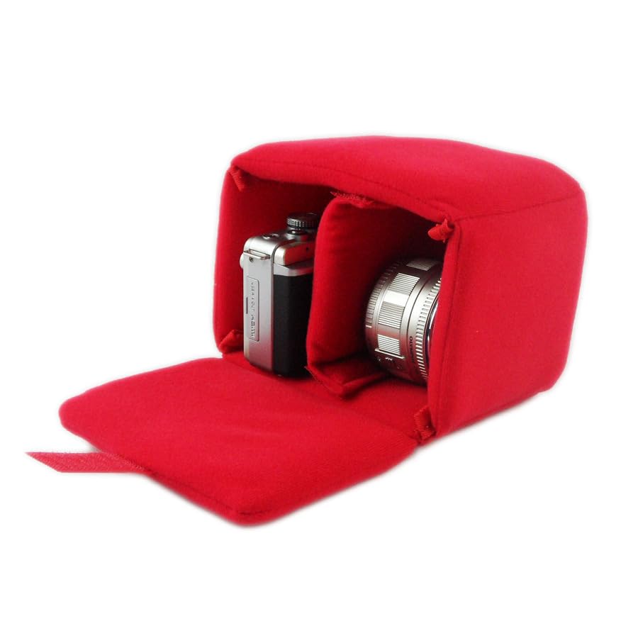 Zunate DSLR Camera Bag, Waterproof Anti-Shock Camera Case Bag, Velvet Insert Camera Protective Bag Case for Women, Men(red)