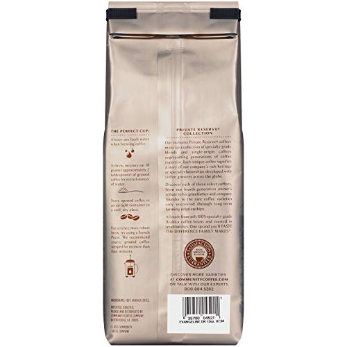 COMMUNITY COFFEE PRIVATE RESERVE EVANGELINE BLEND WHOLE BEAN COFFEE, MEDIUM ROAST, 12 OUNCE BAG (PACK OF 3)