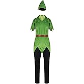 Peter Pan Costume Elf Outfit Halloween Cosplay Suit for Men Women