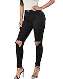 Auxo Women Sexy Slim High Waist Skinny Casual Holes Trousers Pencil Pants Leggings