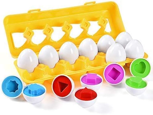 HITOP Easter Macthing Eggs Gift for Kids12 Packs Learning Toys Gift for Toddler 1 2 3 Year Old Boys and Girls Preschool Games Educational Color Shape Recognition Skills(Shape&Color)